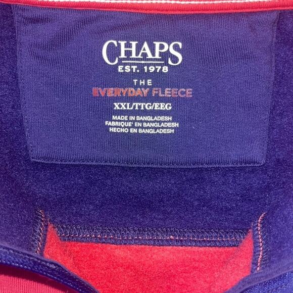 Chaps Pullover Fleece Mens Size XXL Pink Blue White Striped Comfy 1/4 Zip - Picture 7 of 7